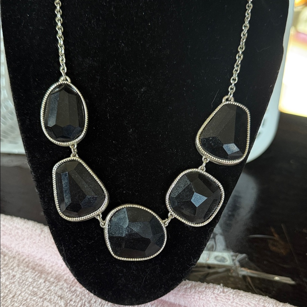 Elegant Black Necklace with Silver Accents